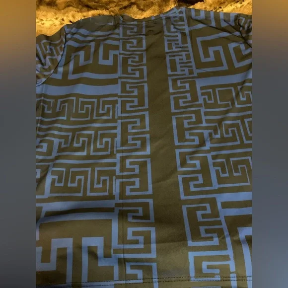 Aztec Ziggy-Zag Design Size 5XL Royal Blue/Black Tee Shirt NEW Extra Big Man Top - Picture 5 of 10